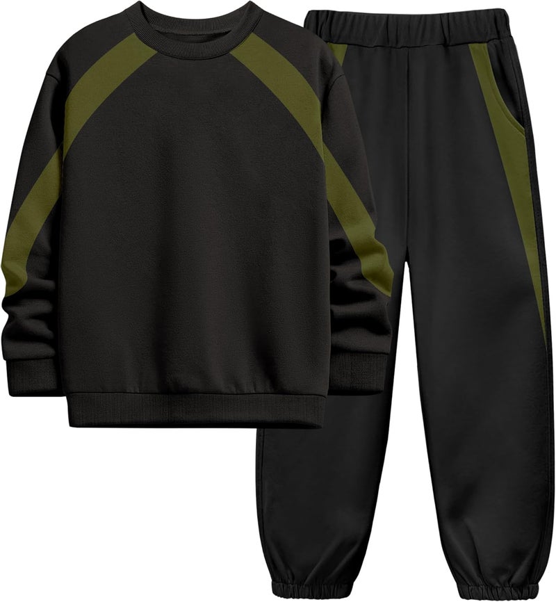 TyeSmo Store Boys Clothes Solid Color Kids Clothes Boys Outfits Crewneck Sweatshirts Sweatpants Clothing Sets with Pockets 6-12Y - Image 1
